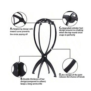Vente en gros Portable Pliant Mannequin Tête Chapeau Affichage Trépied En Plastique <span class=keywords><strong>Perruque</strong></span> Titulaire Faire Des Supports pour Cheveux Humains Perruques Stand - Product Image 4