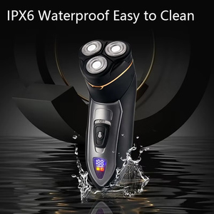 เครื่องโกนหนวดไฟฟ้าแบบชาร์จ USB สำหรับผู้ชาย กันน้ำ IPX6 ใช้ได้ทั้งแบบเปียก/แห้ง พร้อมที่กันจอนแบบป๊อปอัพ ใบมีดสามชั้น - Product Image 2