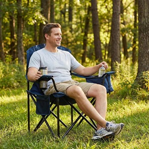 Chaise de <span class=keywords><strong>camping</strong></span> pliable portable ultra-légère personnalisée pour la pêche en plein air, la plage, avec sac isotherme, porte-gobelet et ouvre-bouteille - Product Image 6