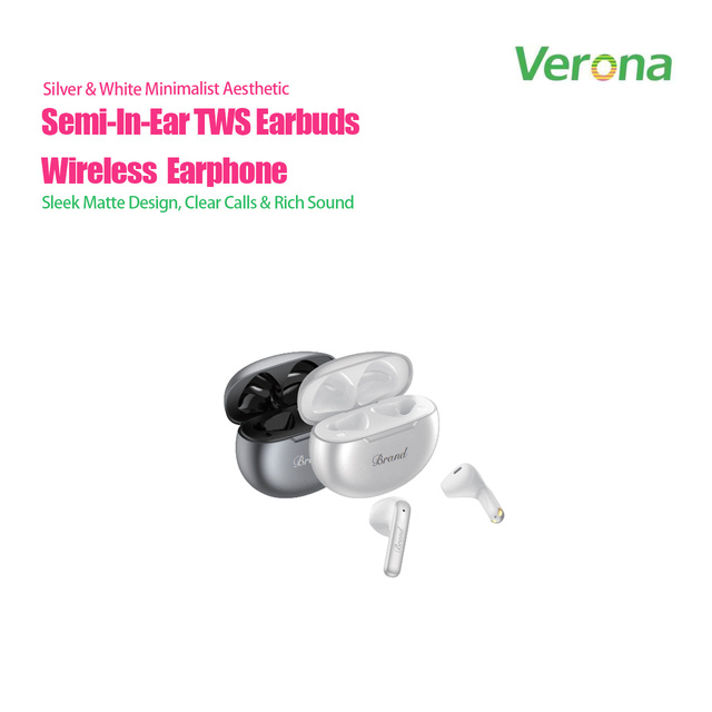 Minimalist Semi-In-Ear TWS Wireless Earbuds for 5.3 Charging Case IPX-4 Waterproof 5-10h Battery Life Comfort Earphones