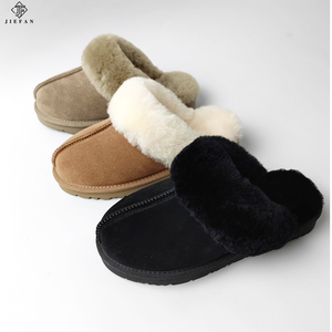 Mules chaudes pour femmes automne-hiver, en daim de vache, doublure en peau de mouton, légères, antidérapantes, respirantes et thermiques - Product Image 6