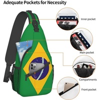 Sac à bandoulière drapeau brésilien, sac à dos croisé patriotique grande capacité pour voyage, randonnée, sac de poitrine, sac à bandoulière pour hommes et femmes, promotionnel