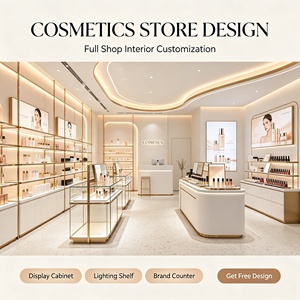 Retron Custom LED Lighting Cosmetics & Perfume Display Racks & Stands <b>Wooden</b> <b>Shelving</b> Eco-Friendly Beauty Supply Store Furniture - Product Image 2