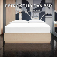 Lit plateforme en chêne massif de style américain traditionnel avec rangement, design de lit douillet de style campagne française, disponible en plusieurs tailles pour chambre principale
