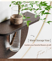 Vase mural rétro en forme de feuille de Ginkgo, double couche, texture grès, peinture à l'huile, décoration murale avec accessoires muraux