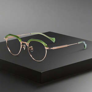 OTW6020チタン製メガネフレーム 高級高品質スタイリッシュな度付きメガネ 男女兼用 ソリッドパターン クラシックスタイル ゴールドAC - Product Image 1