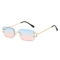 8120 Nouvelles Lunettes de Soleil Polarisées Rectangulaires Sans Monture Tendance pour Hommes et Femmes UV400 en Métal pour la Conduite et le Cyclisme