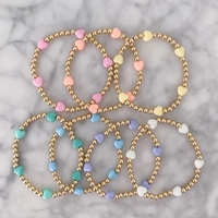 Bracelets en perles élastiques de style bohème KKBEAD en plastique plaqué or 18 carats, colorés, en forme de cœur, pour filles et femmes, cadeau