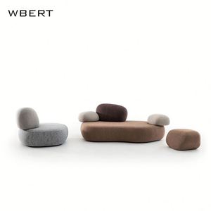 WBERT Personnalisable Creative Pebble Style Minimal Italien pour Salon Appartement Villa & Hôtel Utilisation Tissu Sofa Ensemble - Product Image 2