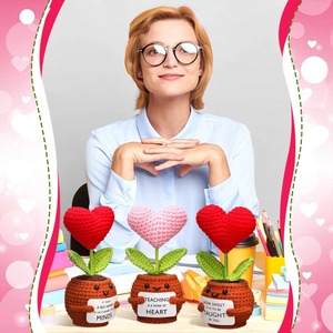 Fleur en crochet faite main, motif cœur positif, « Merci pour votre attention », décoration tricotée, cadeau positif pour femmes, professeurs, mamans, directement de l'usine - Product Image 5