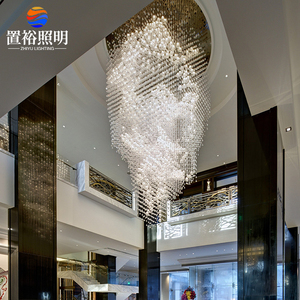 Lampadario in Vetro Personalizzato con Interruttore per Grandi Scale, Progetti per Hotel, Lobby e Ristoranti - Product Image 3