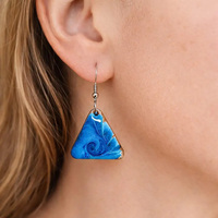 Pendentif vague en résine sur base en bois massif, chaîne de clavicule scène océanique, bijoux faits main tendance transfrontalière