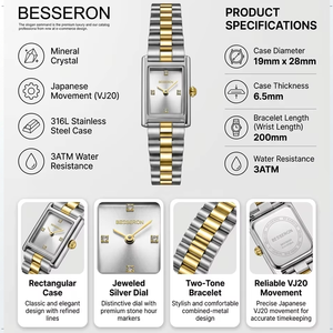 <span class=keywords><strong>Orologio</strong></span> da <span class=keywords><strong>Donna</strong></span> di Lusso Personalizzabile con Logo, Bracciale con Movimento Giapponese, Design Semplice e Alla Moda, in Acciaio Inossidabile <span class=keywords><strong>Oro</strong></span> <span class=keywords><strong>Rosa</strong></span>, Quadrante Quadrato, al Quarzo, Impermeabile - Product Image 3