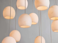 Lustre moderne à plusieurs têtes en albâtre naturel, luminaire LED en cluster pour escalier