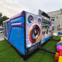 Neues Leap Music Hüpfburg-Rutsche-Matte-Kombi-Set mit Basketball-Sportspiel und Funkzelt-Lufthaus