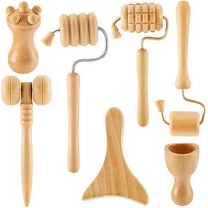 Ensemble de 7 rouleaux de massage en bois miniatures et de Gua Sha pour le visage, kit d'outils de massage en bois de haute qualité pour les méridiens du visage - Product Image 2