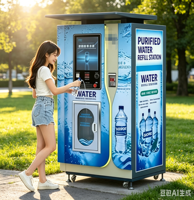 Máquina Expendedora de Agua Fría y a Temperatura Normal con Soporte para Escaneo de QR/Billetes/Monedas/Tarjetas IC
