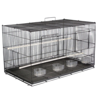 Grande Cage à Oiseaux Classique Pliable et Respirante avec Cadre en Fer, Motif Uni, Emballage en Boîte, Diviseur, 4 Mangeoires, Perchoirs, Plateau en Plastique