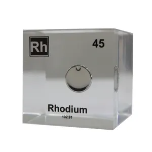 โรงงานโดยตรงโรเดียม 99.99% องค์ประกอบโลหะโรเดียม Rh Cube สําหรับการเก็บ