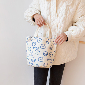 Biểu tượng tùy chỉnh vải mini Túi quảng cáo mua sắm quà tặng bao bì nhỏ bông vải Tote Túi cho với đáy tròn Hộp Ăn Trưa - Product Image 3