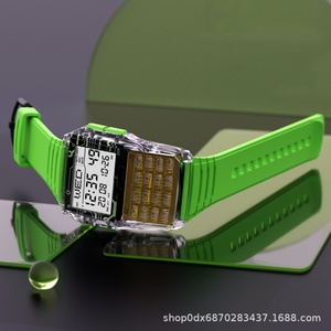 นาฬิกาเครื่องคิดเลขดิจิตอลอเนกประสงค์ทันสมัย สมุดบันทึกเบอร์โทรศัพท์ นาฬิกาอิเล็กทรอนิกส์สายพลาสติกแบบเรืองแสงสไตล์เรโทรสำหรับเล่นกีฬา - Product Image 2