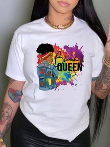 T-shirts pour femmes avec impression de lettres amusantes, manches courtes, t-shirts graphiques mignons, hauts décontractés d'été pour femmes - Product Image 5