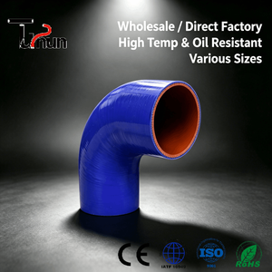 Tubo in Gomma Siliconica Multi-Misura 200x200mm 90 Gradi Blu Esterno Arancione Interno Resistente ad Alta Temperatura e Olio per Radiatore - Product Image 1