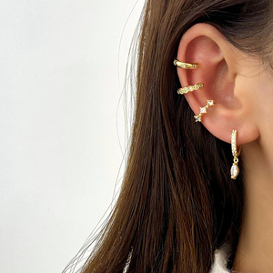 18K Gold Plated Assorted CZ <b>Ear</b> <b>Cuffs</b> No Piercing Required Multi Style Clip On <b>Ear</b> <b>Cuff</b> Set for Women Fashion Jewelry Wholesale - Product Image 4
