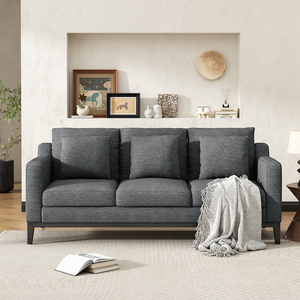 OE HOME Modern Minimalist 3-seat Corner <b>Sofa</b> Wooden Legs Adjustable Convertible Fabric <b>Cover</b> for Living Room Bedroom Apartment - Product Image 3