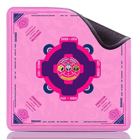 Tapis de Mahjong américain antidérapant avec motif floral rouge et support en caoutchouc pour table de Mahjong