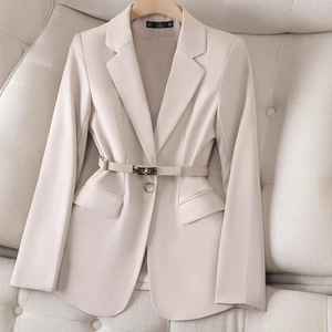 Women's Blazer Solid Color Slim Fit With Belt Professional Casual Wear - Product Image 2
