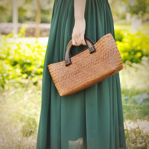 กระเป๋าสานหวายทรงโท้ทแบบเรียบง่ายกระเป๋าถือชายหาดทำด้วยมือ - Product Image 3