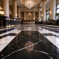 Prix d'usine, table rectangulaire en marbre noir Nero Marquina poli de luxe pour salle à manger, restaurant et cuisine d'hôtel