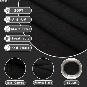 2025韓国黒アバヤ生地100% ポリエステルアバヤ黒ジョーゼットウールシフォンアバヤ生地女性ドレス - Product Image 2