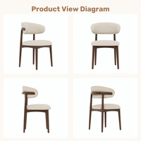 Chaise de salle à manger moderne capitonnée à cadre en bois, extensible et portable, avec dossier ergonomique incurvé et tissu respirant, idéale pour la maison et le bureau