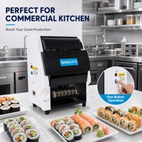 Trancheuse à rouleaux de sushi haute vitesse jusqu'à 720 feuilles par heure, en acier inoxydable, électrique 120W, compacte 390x580x500mm pour bar à sushi