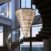 Style moderne personnalisé grand lustre rond italien noir lustre salon escalier mariage hôtel luxe verre cristal lustre