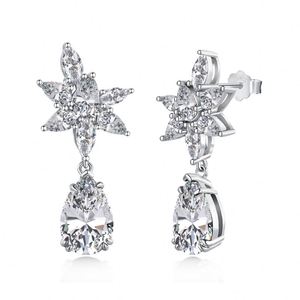 Dylam Exclusive Design S925 Silver <b>Fine</b> Jewelry Women Gifts Marquise Tear Flower Leaf Shape 5A Zirconia <b>Stud</b> <b>Earrings</b> - Product Image 1