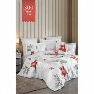 Varol Royal Satin 300TC Duvet Cover <b>Set</b> Classic Floral Woven Satin Fabric Family Size (King) for Home Use-ARUNA - Product Image 3