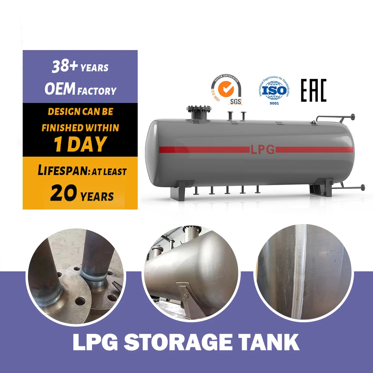 Hersteller von LPG-Lagertanks liefern Nigeria-Kraftstoff tank 25 Tonnen LPG-Lagert ank