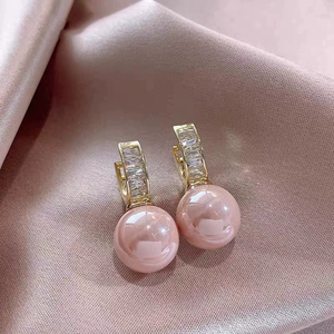 <strong>Pretty</strong> Hoop <strong>Earrings</strong> Copper Jewelry With Pinkmitation Pearl Design Elegant Simple Style for Women Party Dating <strong>Earrings</strong> N80993 - Product Image 1