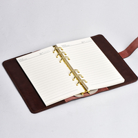 Journal en cuir rechargeable format A6, fait à la main, couverture personnalisable (logo/texte), parfait pour les affaires/usage quotidien
