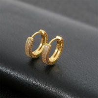 Bijoux Hip Hop, plaqué or véritable, laiton avec zircon scintillant, boucles d'oreilles rondes pour femmes et hommes