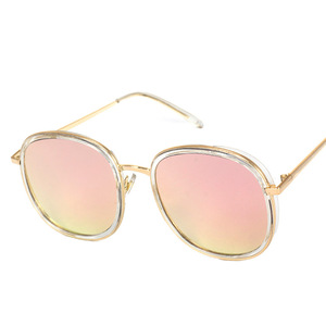 Maidis Round Sunglasses Gold <b>Frame</b> <b>Black</b> Lens UV400 Protection Unisex Fashion Style - Product Image 4
