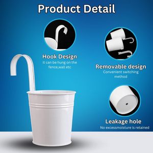 Paquete de 4 macetas de barandilla de Metal con recubrimiento en polvo de Color personalizable, macetas de jardín colgantes grandes y pequeñas para interiores y exteriores, maceta nueva - Product Image 4