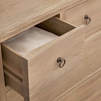 Buffet moderne personnalisé en bois massif naturel avec 5 tiroirs, commode en MDF laqué, design plat, armoire d'entrée