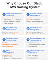 Sistema Automático de Dimensionamiento, Pesaje y Escaneo Estático DWS con Solución de Clasificación de Paquetes de 6 Salidas, 3000 PPH, Precisión de 50g