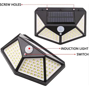 Hoge Quali Goedkope Zonne-Energie Verlichting 100 Led Muur Zonne-Energie Bewegingssensor Buitenverlichting Beveiligingsverlichting Nachtlampsensor Detector