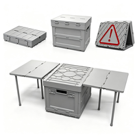 Boîte de rangement pliable multifonctionnelle pour le camping avec plateau de table, en plastique PP imperméable, organisateur de coffre de SUV, pour l'extérieur