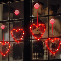 Lampe de fenêtre LED décorative avec ventouse, cœur rouge lumineux suspendu, idéale pour la Saint-Valentin, les mariages et la maison